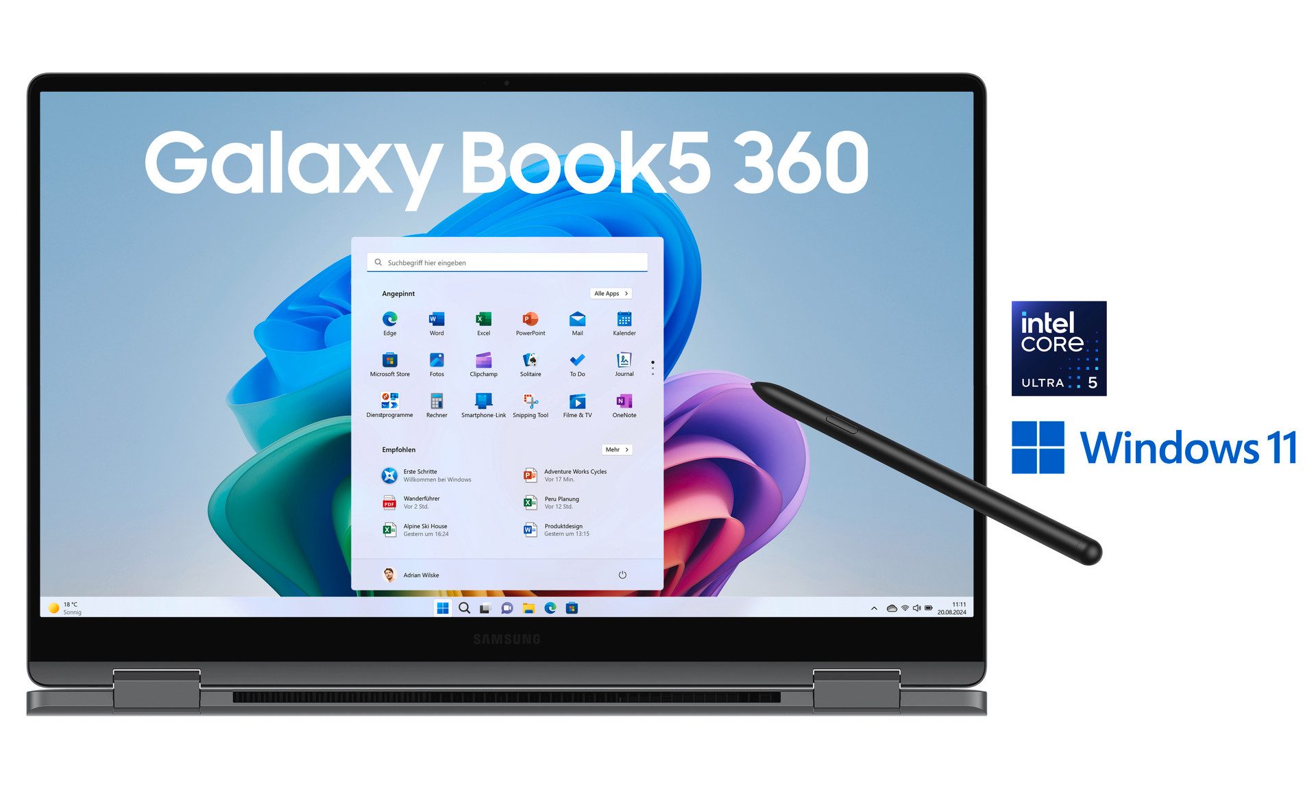 Samsung Galaxy Book5 360 15,6'' (NP750Q) Ultra5 16 GB + 256 GB Convertible Notebook (39,6 cm/15,6 Zoll, Intel Core Ultra 5, ARC, 16 GB, 256 GB SSD)