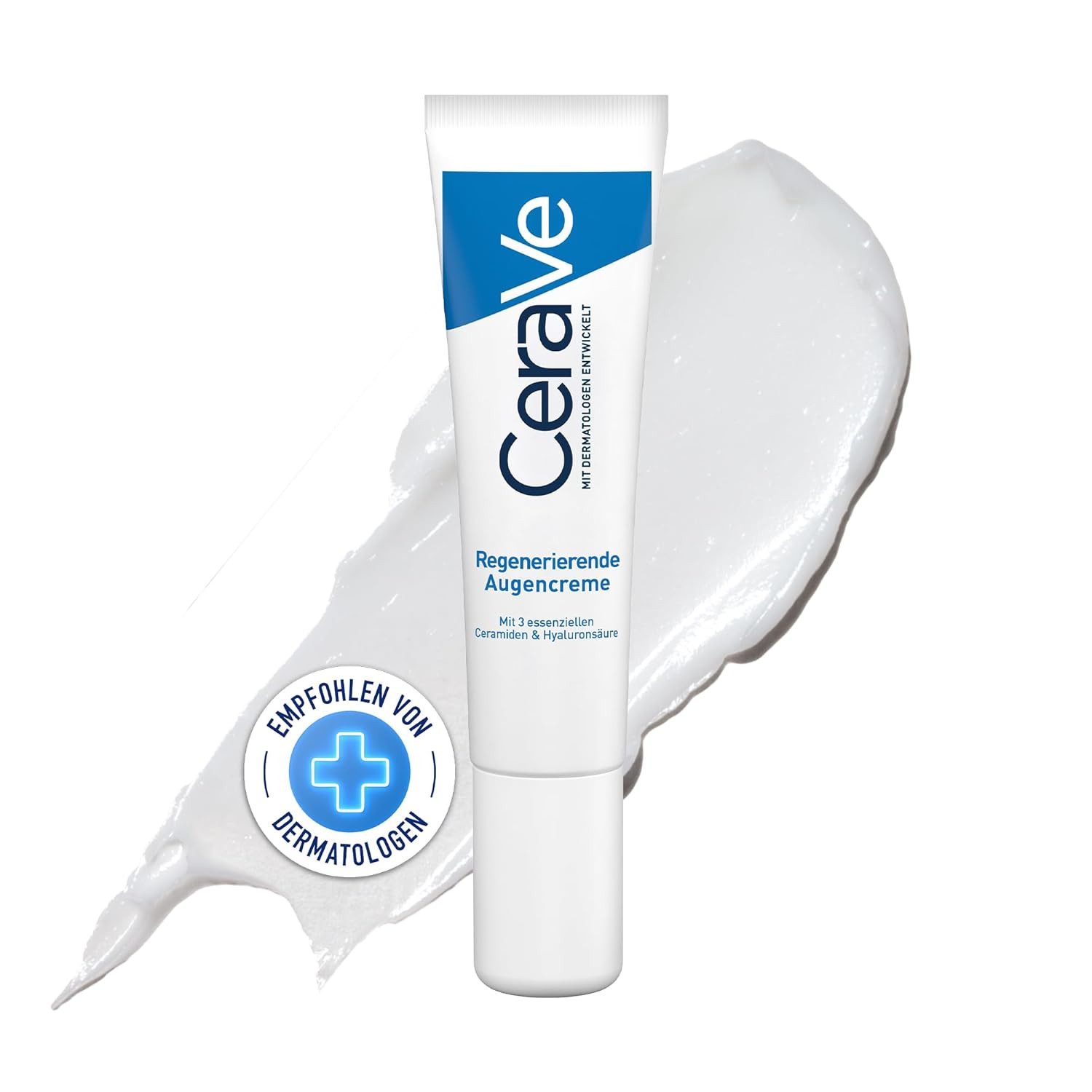 Cerave Augencreme gegen Augenringe und Schwellungen, Mit Hyaluron und 3 essenziellen Ceramiden, Regenerierende Augencreme