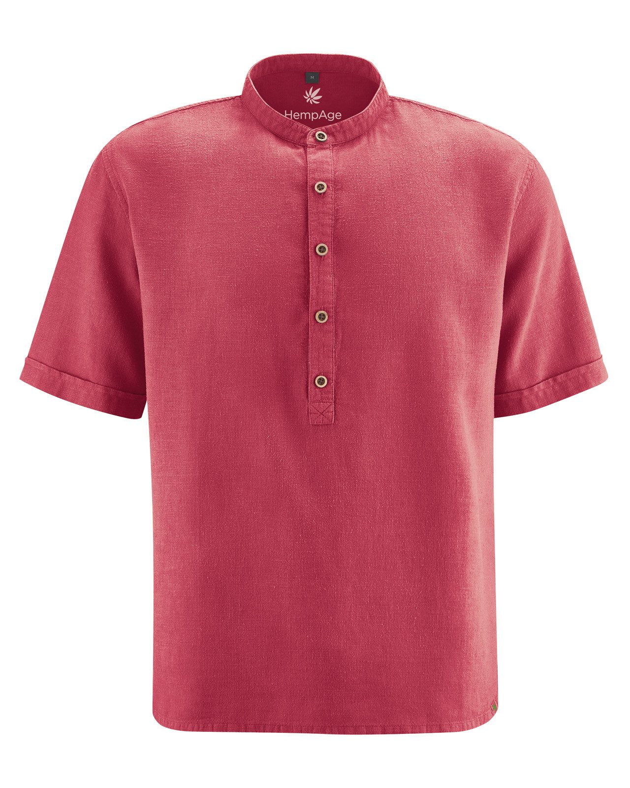 HempAge Langarmhemd Stehkragen Kurzarmhemd aus Hanf & Biobaumwolle Casual Fit