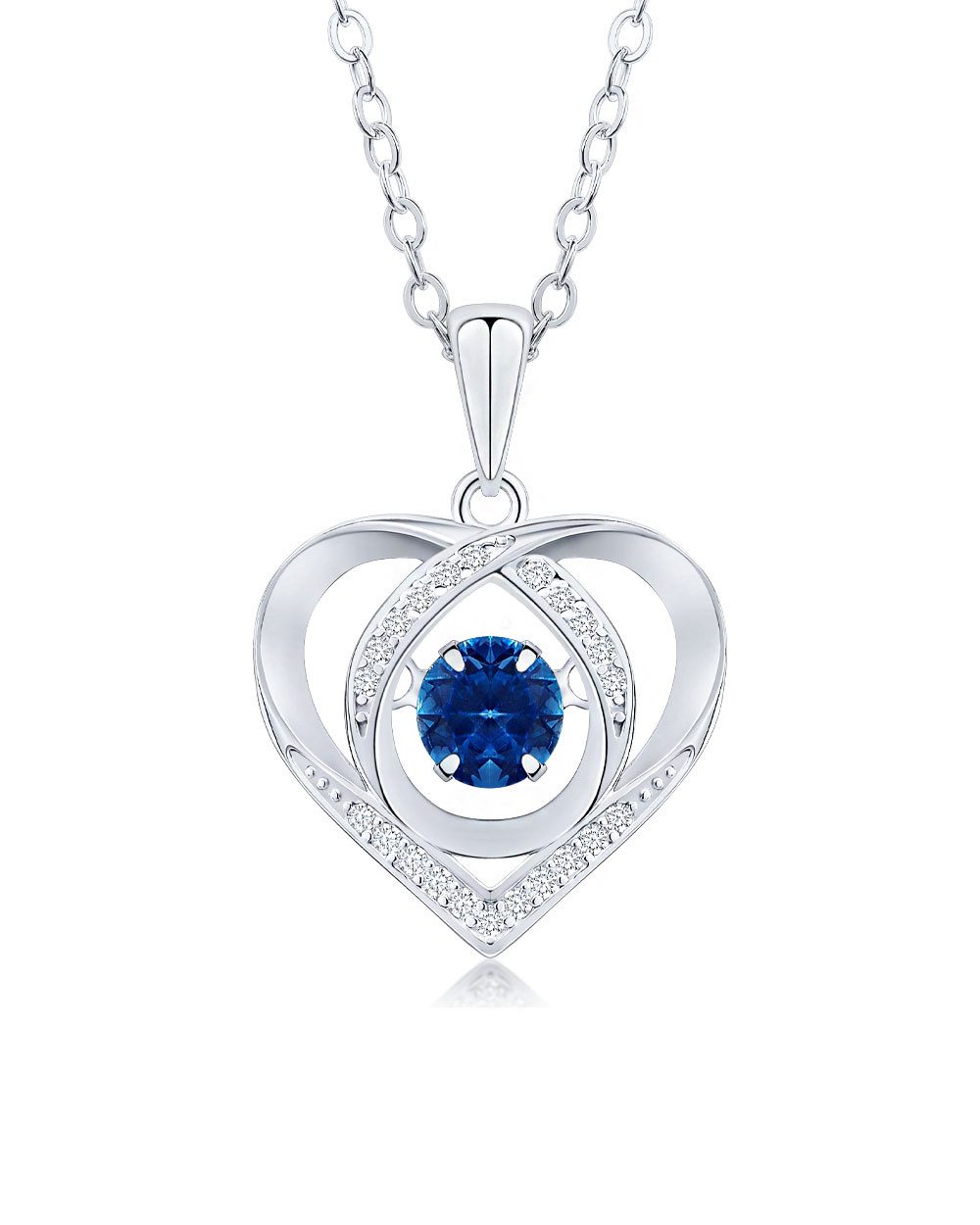 Herzkette 'Milea' Damen Halskette Silber 925 Herz-Anhänger Wackelstein blau