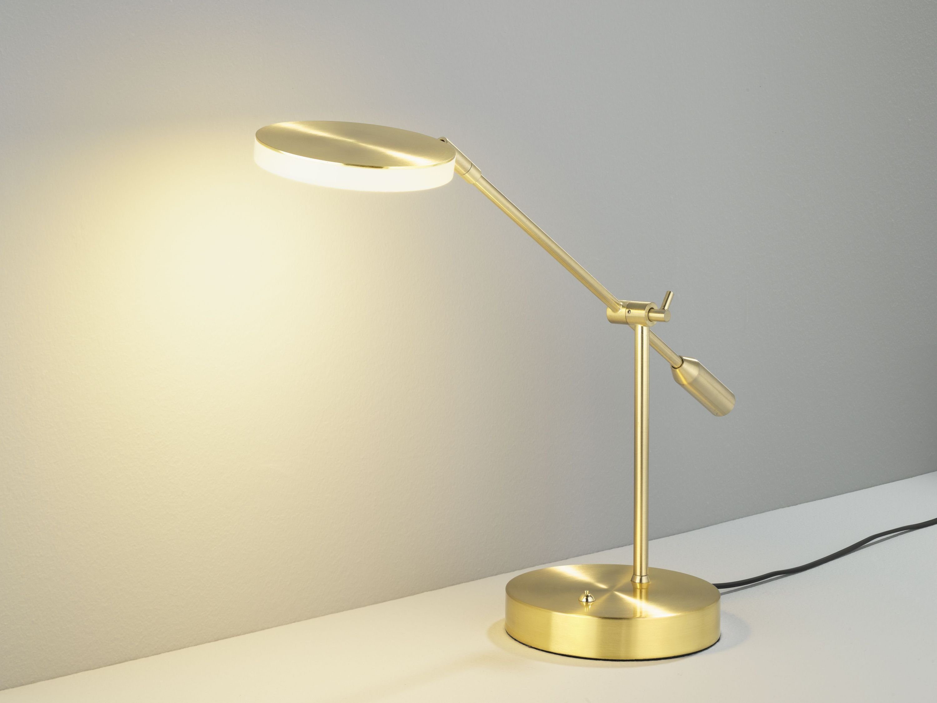 casa NOVA Tischleuchte casa NOVA Tischleuchte BARI DH 16x54 cm gold Tischlampe Klemmleuchte, Warmweiß