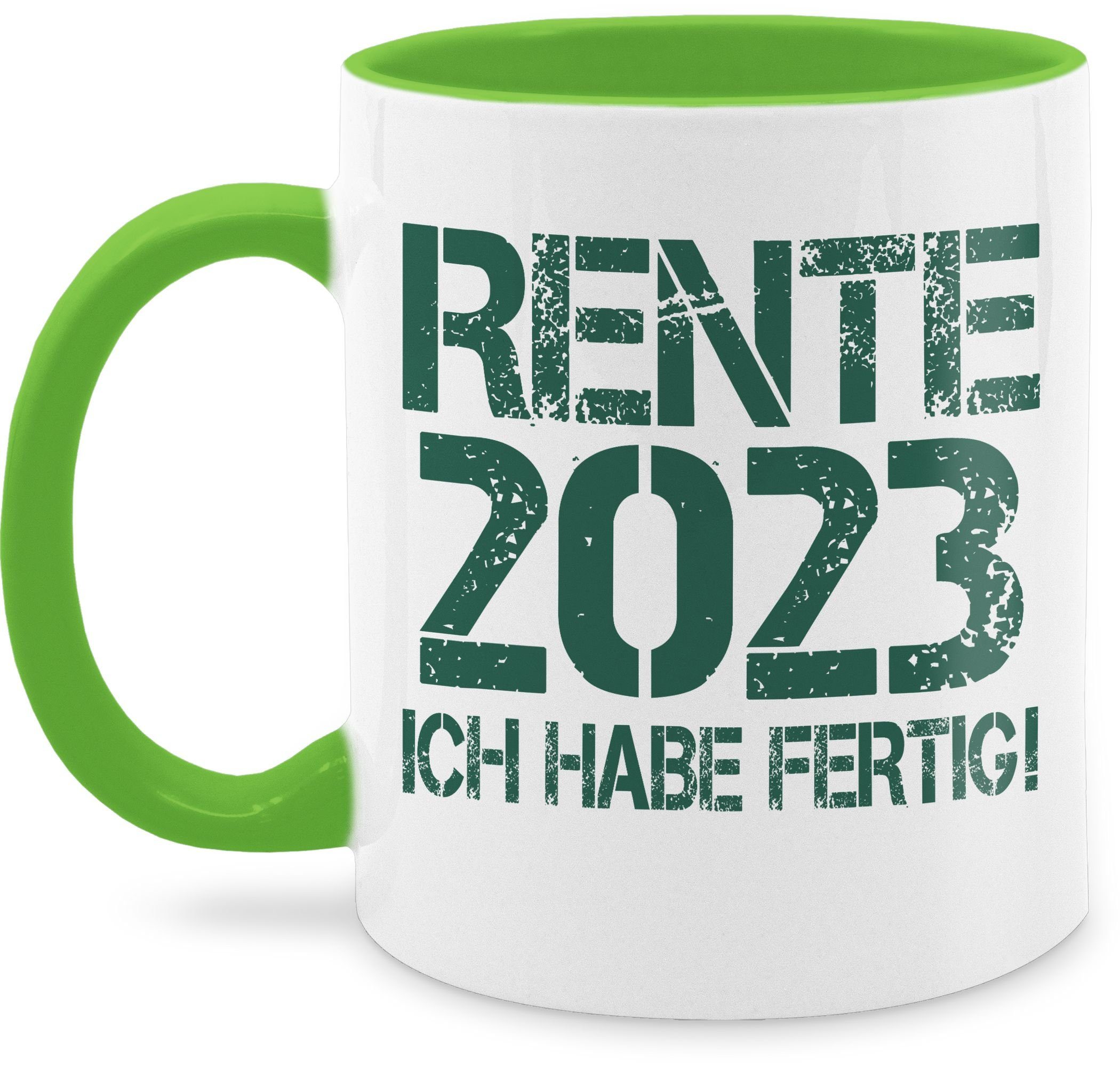 Shirtracer Tasse Rente 2023 - petrol, Keramik, Rente Geschenk Kaffeetasse 1 Hellgrün
