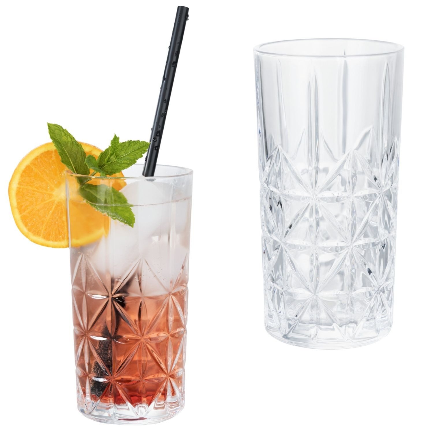 Flaschen-Fuchs Glas Gläser Set 6 teilig 300ml Trinkgläser Wassergläser Longdrink Kristall, Glas