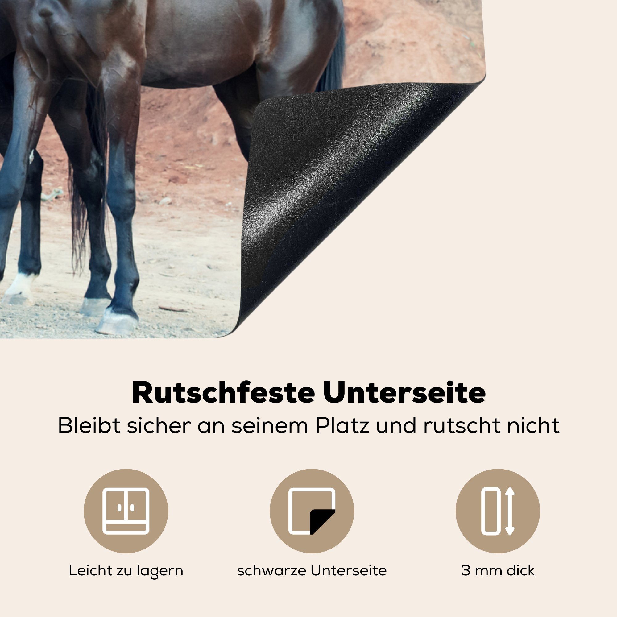 - Induktionskochfeld Herdblende-/Abdeckplatte (1 für - küche, Schwarz, 81x52 cm, Marwari Schutz Felsen Vinyl, Ceranfeldabdeckung tlg), die MuchoWow