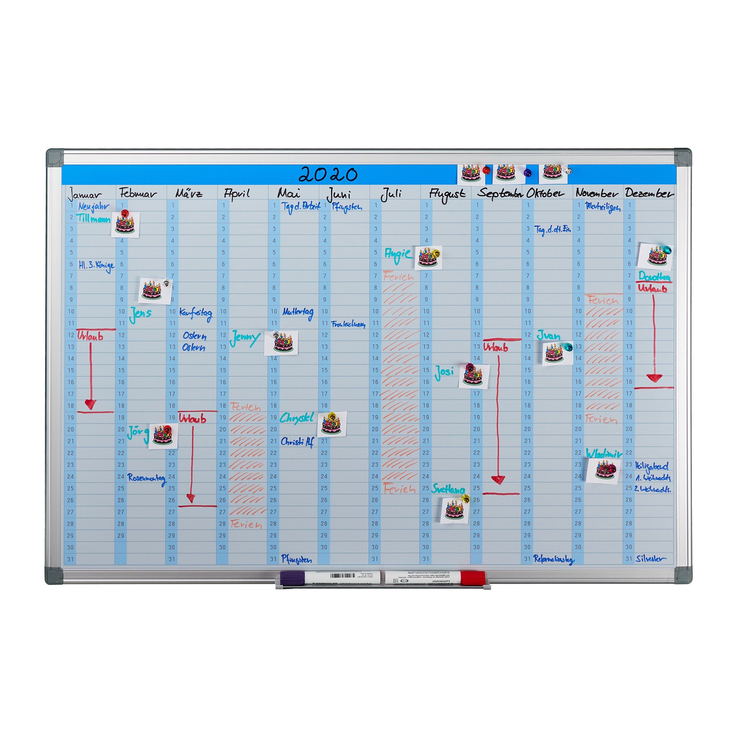 relaxdays Memoboard Whiteboard Planer, (Komplettset, 1-tlg), Monatsplaner