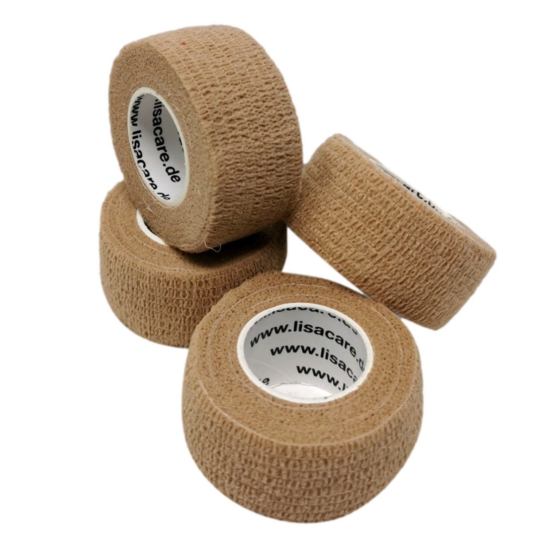 LisaCare Wundpflaster Selbsthaftender Fingerverband - Fingerpflaster/Bandage (Set, 4 St., Beige / 2,5cm x 4,5m), Zertifiziertes Medizinprodukt!