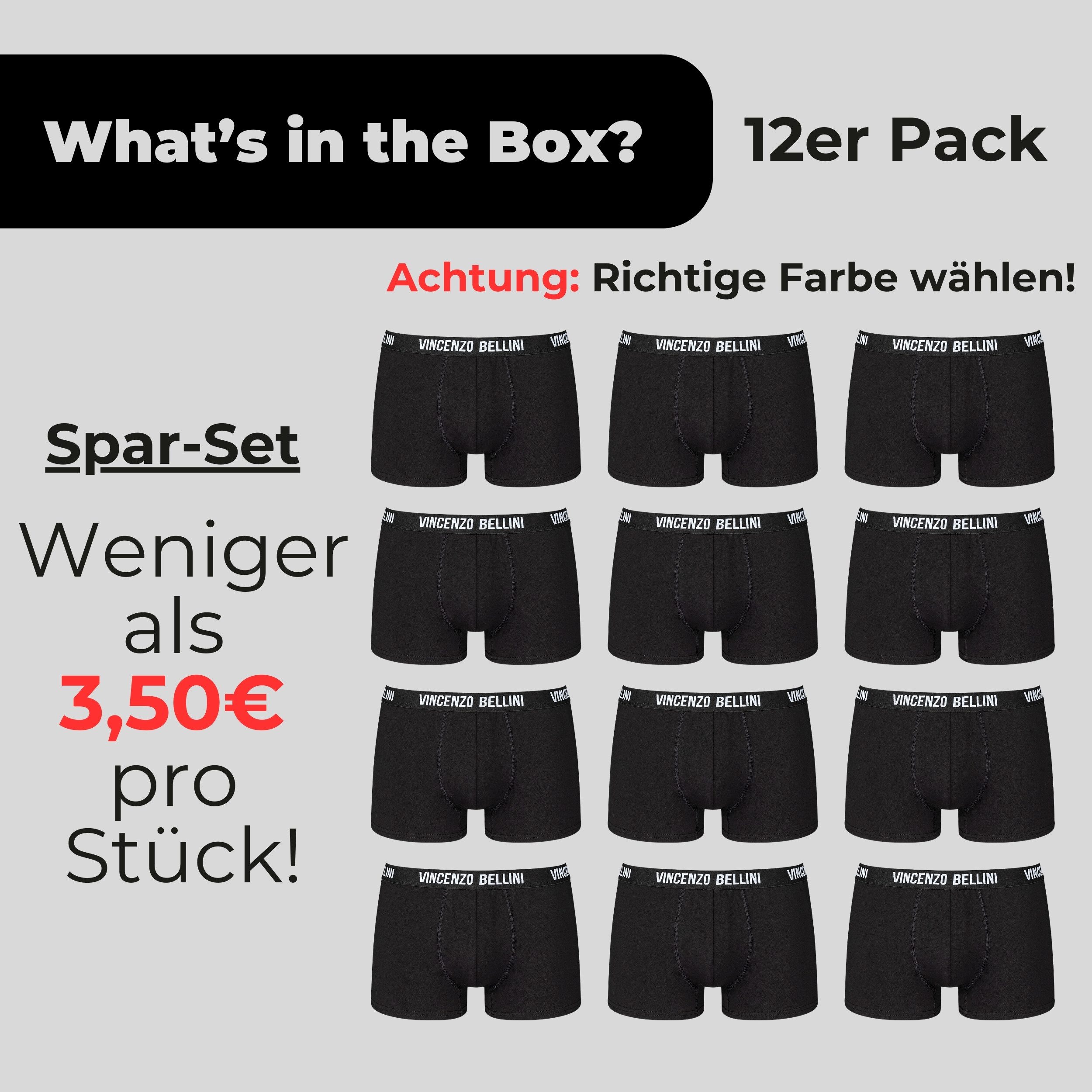 Vincenzo Bellini Boxershorts aus Baumwolle - 3 Farbvarianten - Herren Unter günstig online kaufen