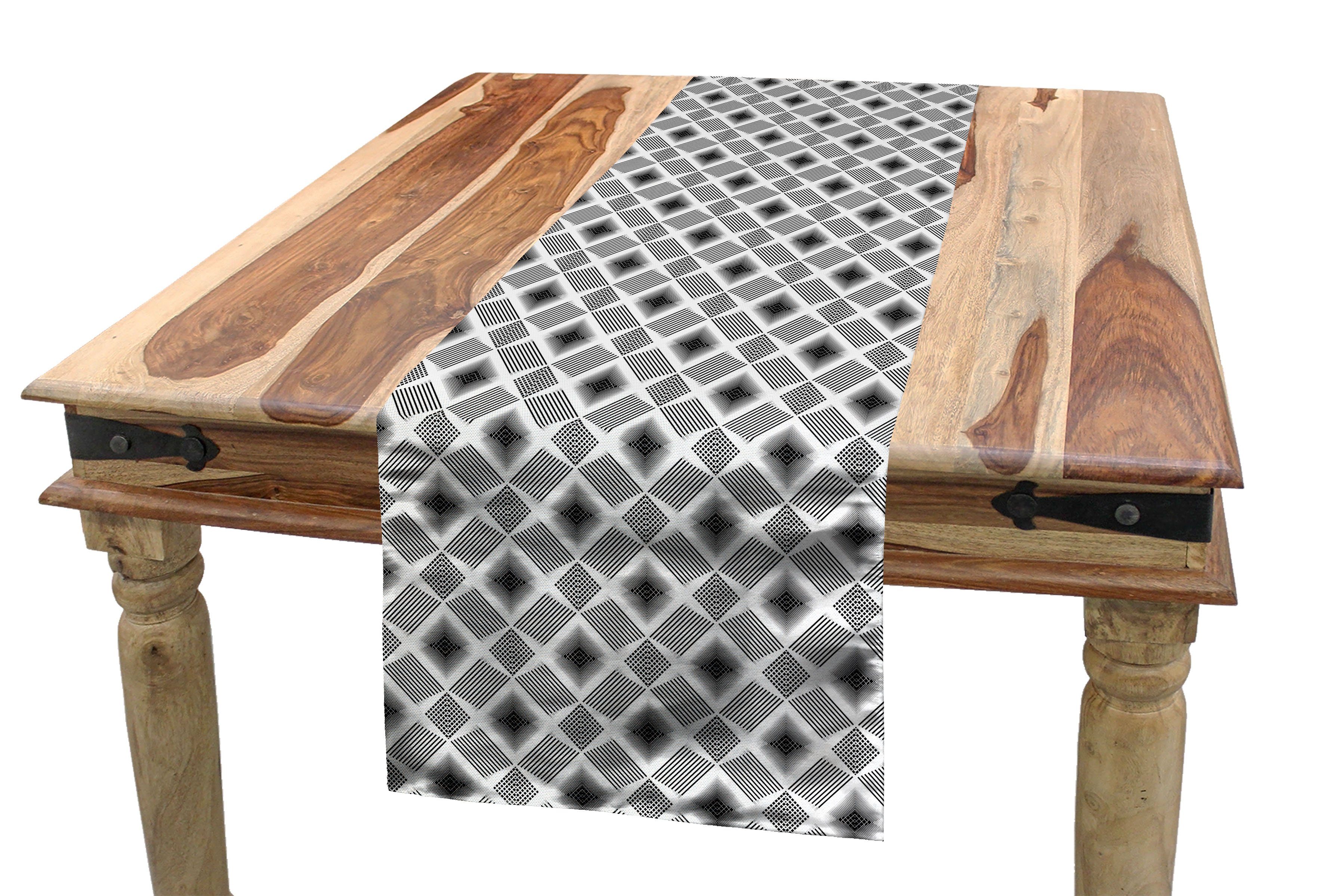 Tischläufer, Abakuhaus und Dekorativer Rechteckiger Tischläufer Esszimmer Quadrate Linien Küche Digitale Geometrisch