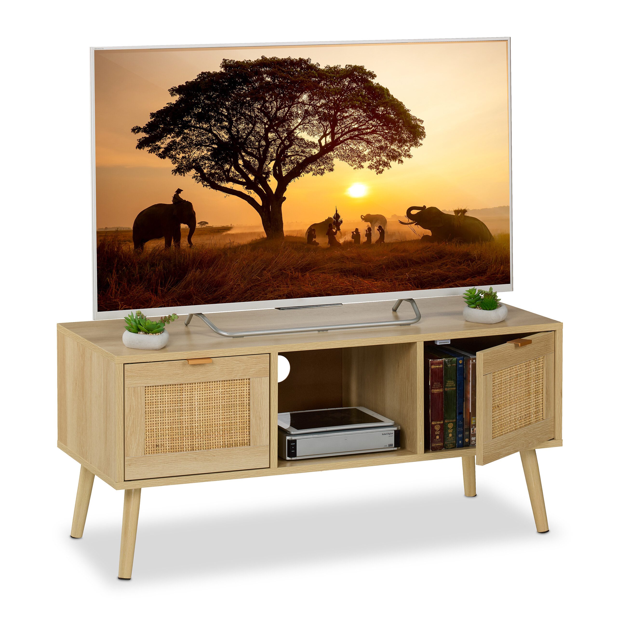 relaxdays TV-Board TV-Lowboard Rattan-Design (1 St)