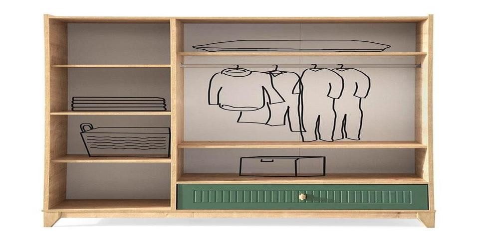Xlmoebel Kleiderschrank Exklusiver grüner Kinderschrank aus Holz für das Kinderzimmer (1-St., Kleiderschrank) Hergestellt in Europa