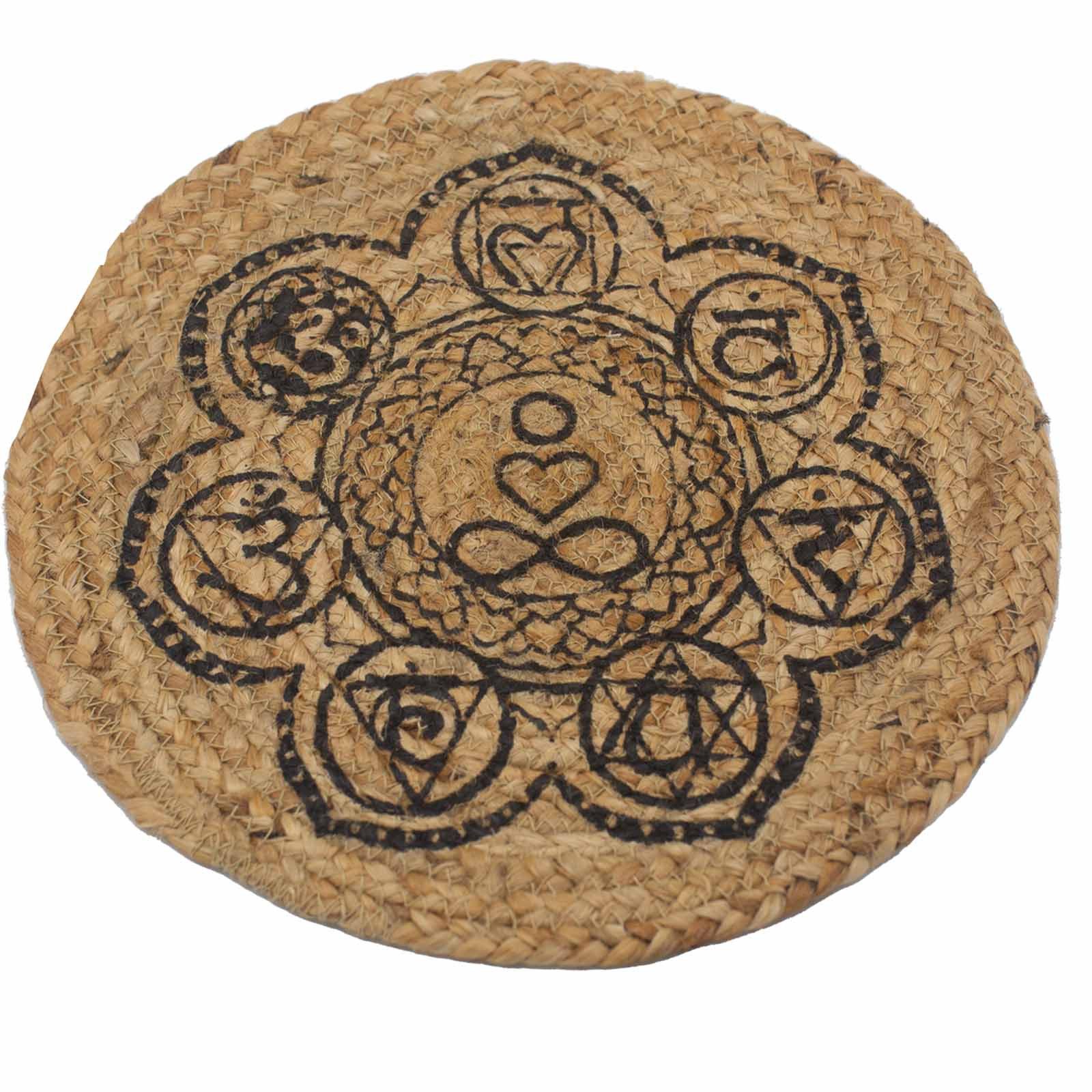 Bali-Homedecor Gartentisch Natürliches Tischset – Jute 30 cm - Chakra-Druck