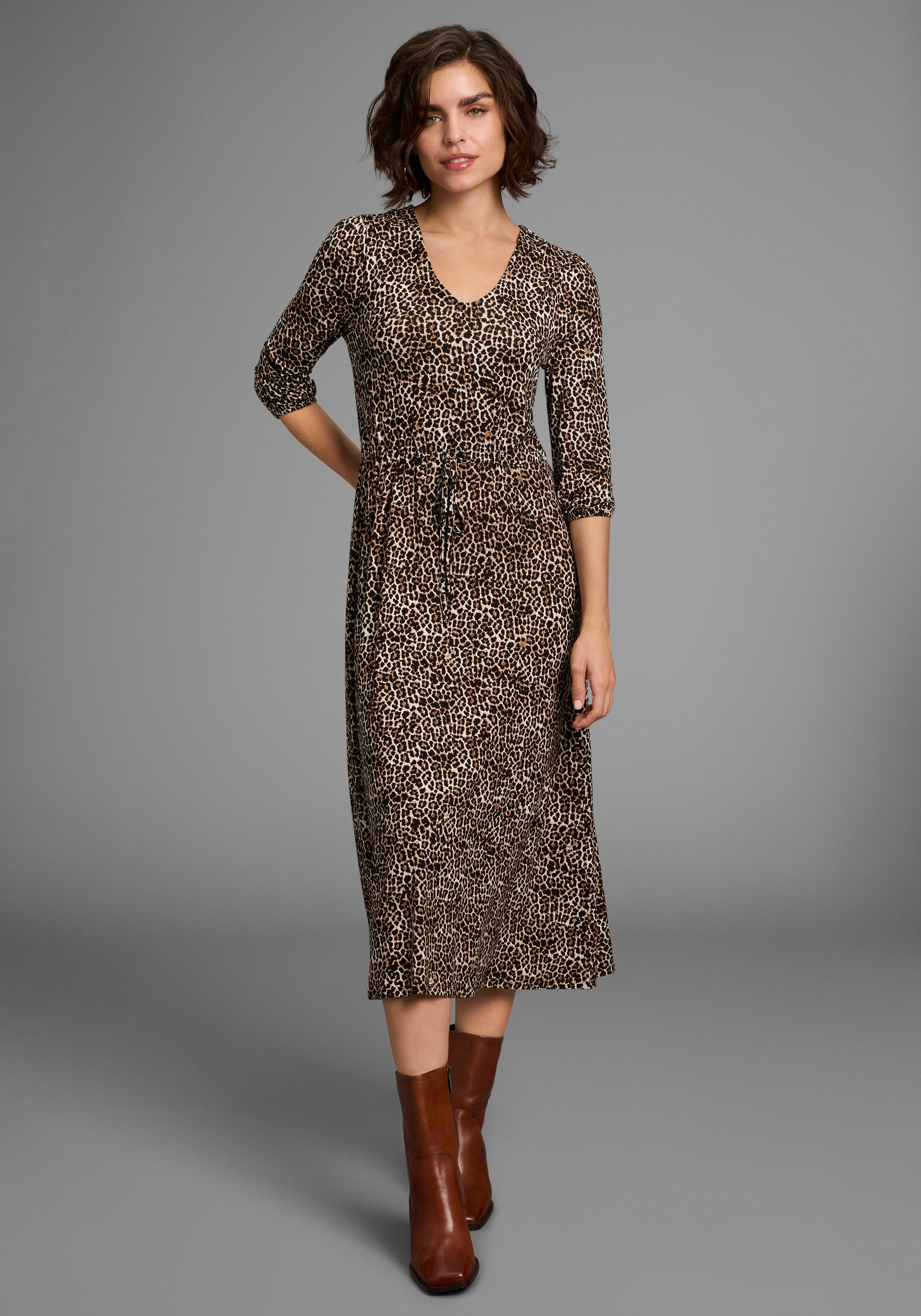 Laura Scott Midikleid im Leoparden-Print aus Single Jersey