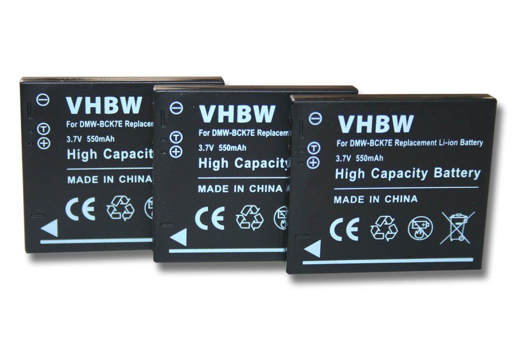 vhbw Kamera-Akku passend für Kompatibel mit Panasonic Lumix DMC-FX90K, DMC-S1, DMC-S1A, DMC-S1K, DMC-S1N, DMC-S1PA Kamera / Foto Kompakt (550mAh, 3,7V, Li-Ion) 550 mAh