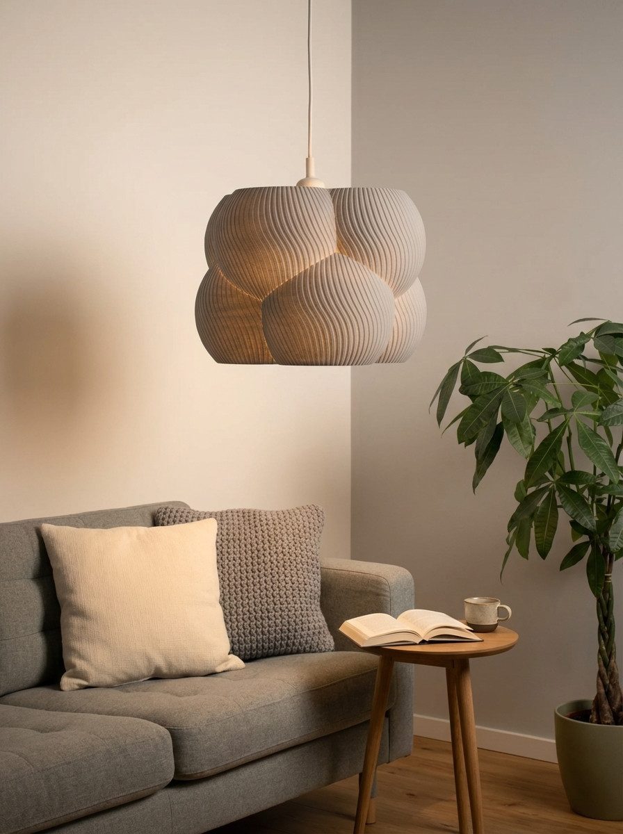 Roomberry Lampenschirm Bubble Hängelampe Pendelleuchte E27 rund, weiß beige rosa lila grau 25-35cm