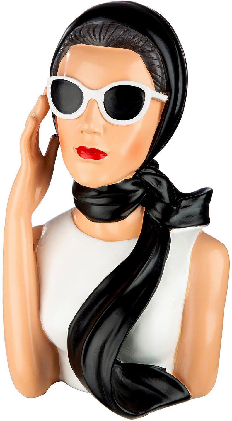 GILDE Dekofigur Figur Frau Lady Audrey schwarz, weiß H. 27,5 cm (1 St), Mit Filzgleiter, schwarz-weißes Design, Skulptur