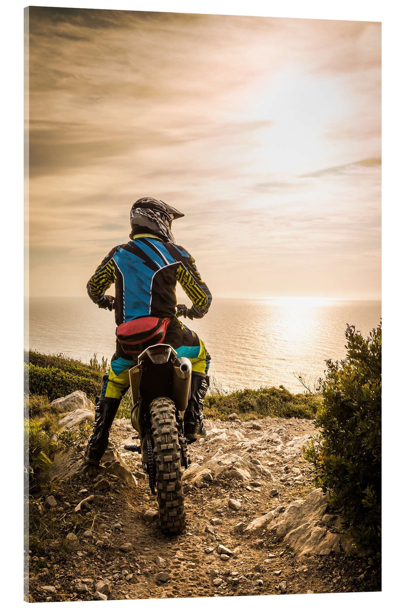 Posterlounge Wandbild Enduro-Fahrer an der Küste, Editors Choice, erhältlich als Poster, Leinwandbild, Wandsticker oder Acrylglasbild