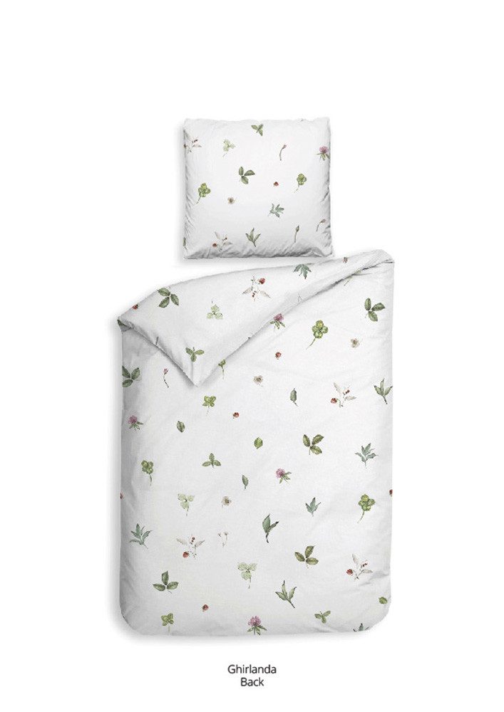 Heckett and Lane Bettwäsche Ghirlanda, Mako-Satin, 2 teilig, 100% Baumwolle, hochwertiges Mako-Satin, Bettwäsche ab 135x200 cm.