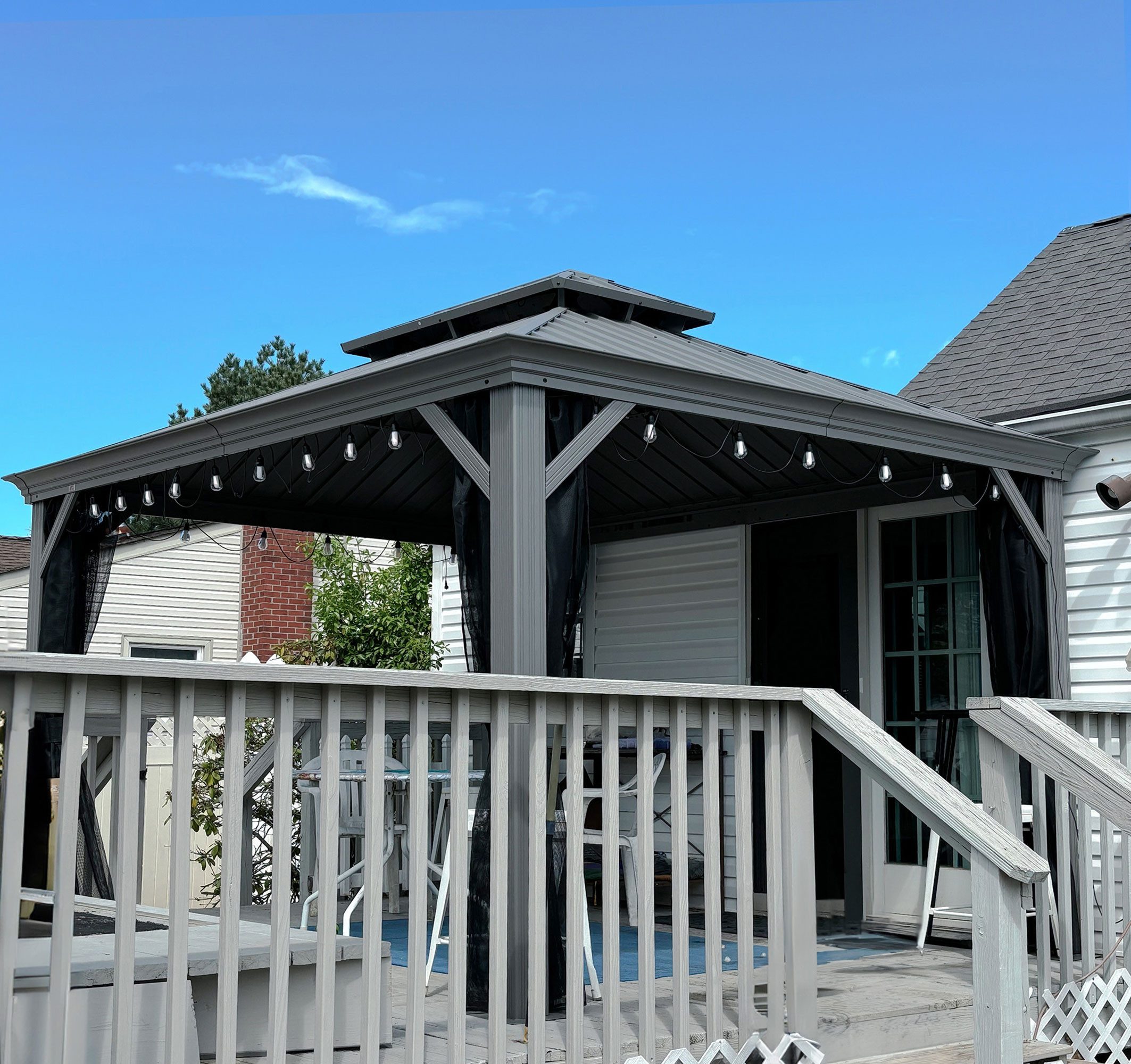 PURPLE LEAF Pavillon Hardtop Alu Gartenpavillon mit Seitenteilen und LED Li günstig online kaufen