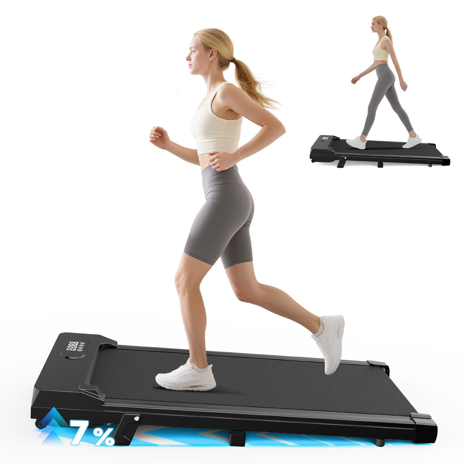 Laufband Klappbare Laufbänder mit 7% Steigung - 3 in 1 Walking Pad 1-8 km/h
