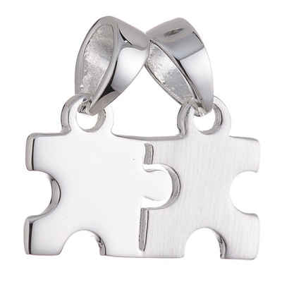 Vinani Kettenanhänger, Vinani Anhänger zwei Puzzleteile trennbar mattiert glänzend Puzzle Sterling Silber 925 APT-EZ