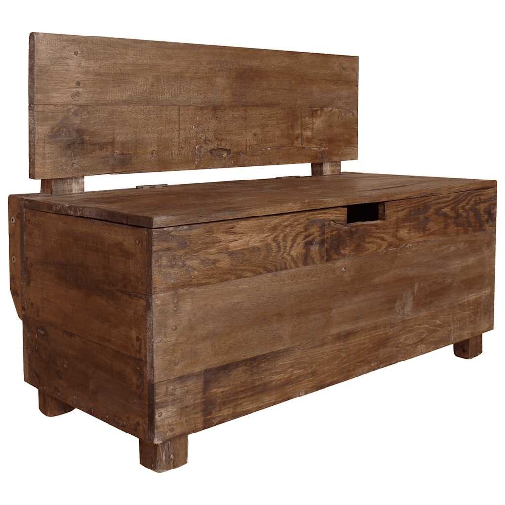 furnicato Truhenbank Rustikale Holzbank mit Staufach 86x40x60 cm, Massivholz, Vintage-Sitzbank aus Massivholz mit Rückenlehne und großem Stauraum