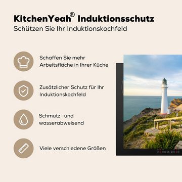 MuchoWow Herdblende-/Abdeckplatte Meer - Leuchtturm - Weiß, Vinyl, (1 tlg), 59x52 cm, Ceranfeldabdeckung für die küche, Induktionsmatte
