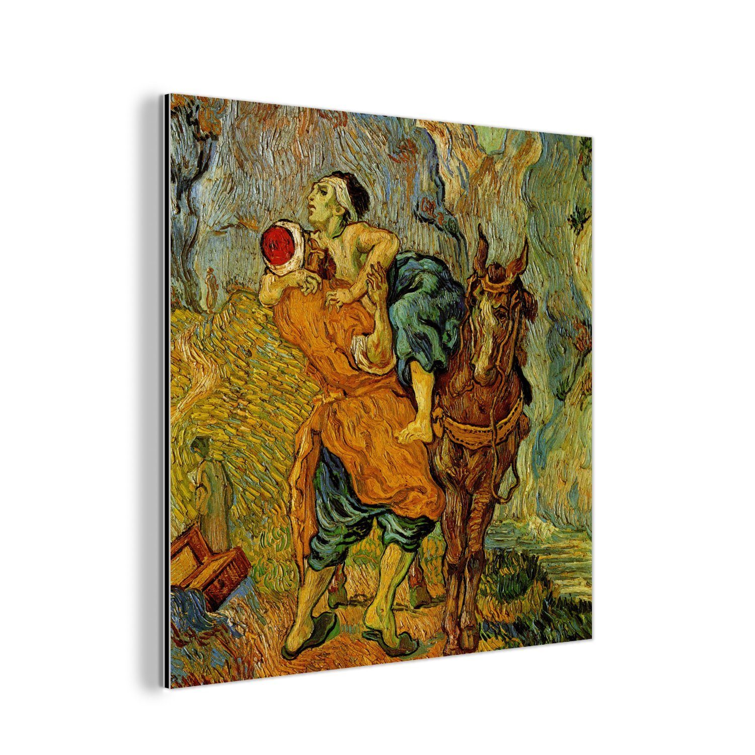 MuchoWow Metallbild Der barmherzige Samariter - Vincent van Gogh, (1 St), Alu-Dibond-Druck, Gemälde aus Metall, Aluminium deko