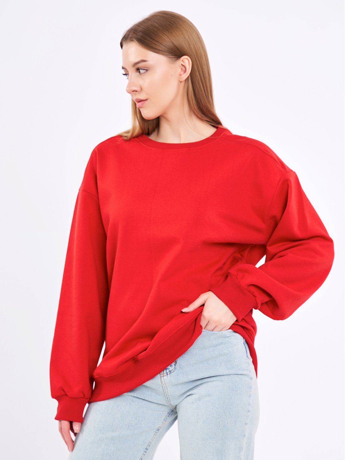 COMEOR Sweatshirt Damen Oversize Pullover Langarm Baumwolle