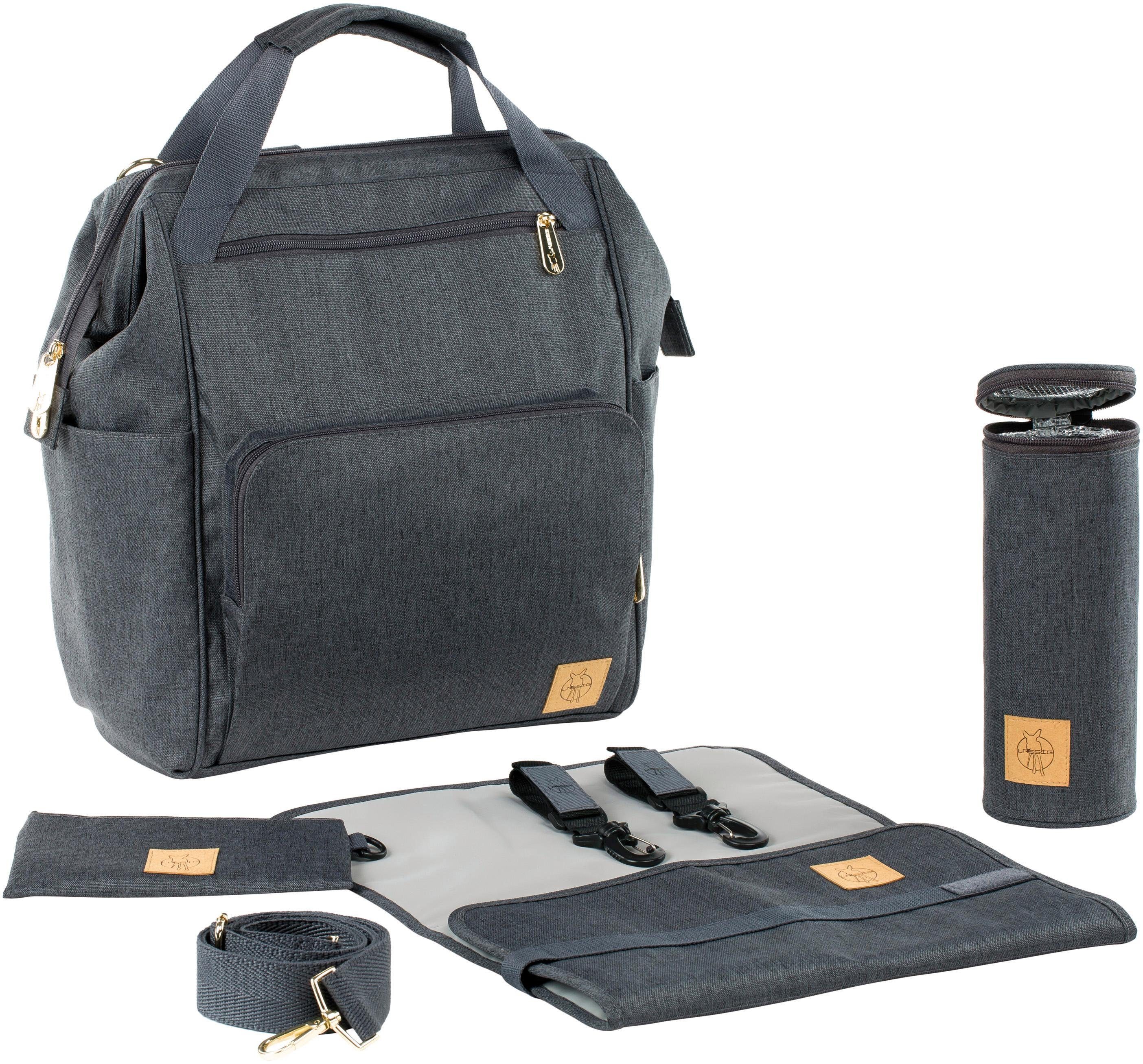 LÄSSIG Wickelrucksack Glam, Goldie, Backpack Anthracite, PETA-approved vegan