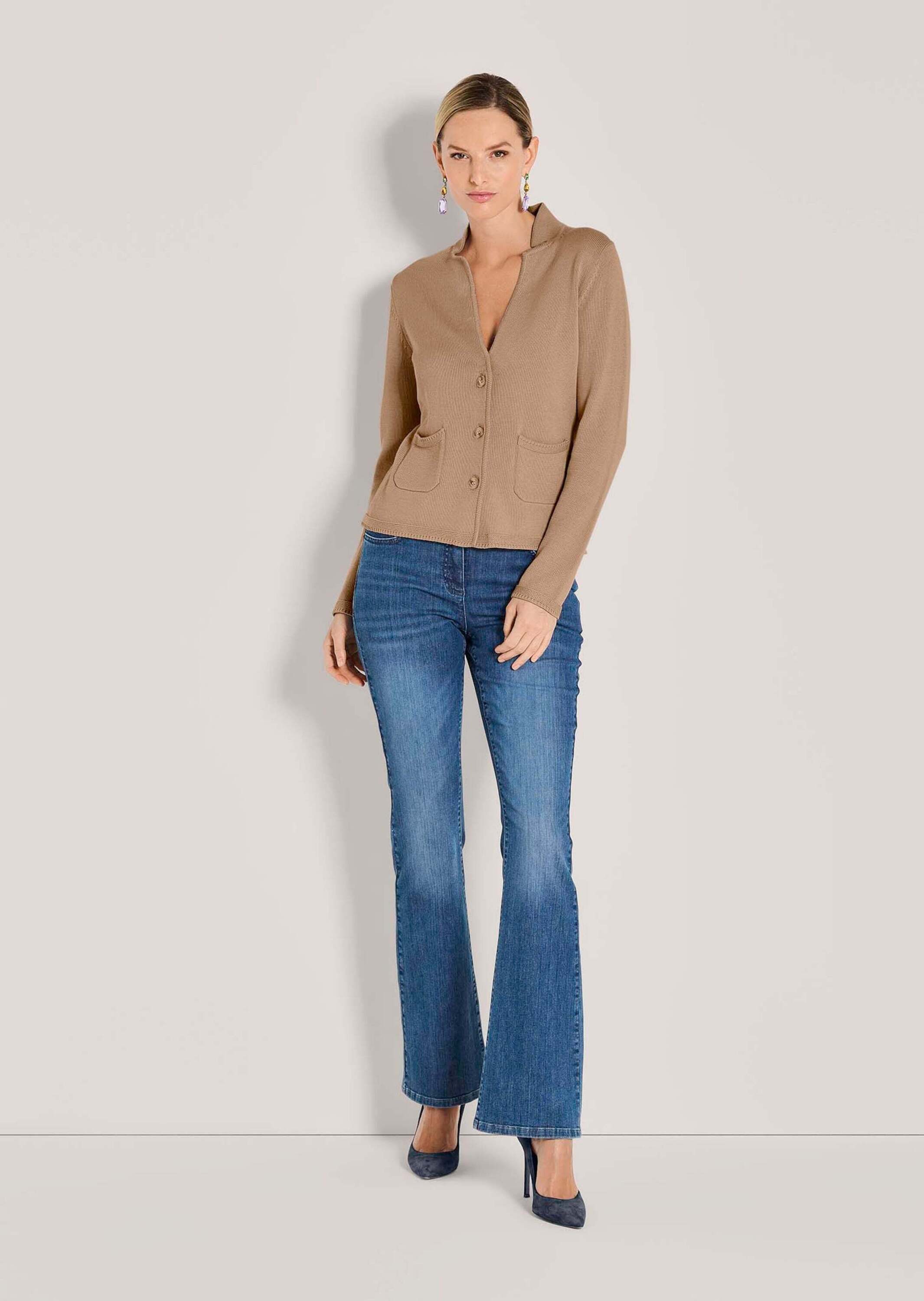MADELEINE Strickjacke Eleganter Blazer mit feinem Glattstrick Jacke mit Reverskragen und angeschnittenem Stehkragen, Langarm