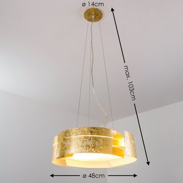 hofstein Hängeleuchte »Spano« Hängelampe rund in Gold aus Metall, ohne Leuchtmittel, 3xE27 je 60 Watt, moderne