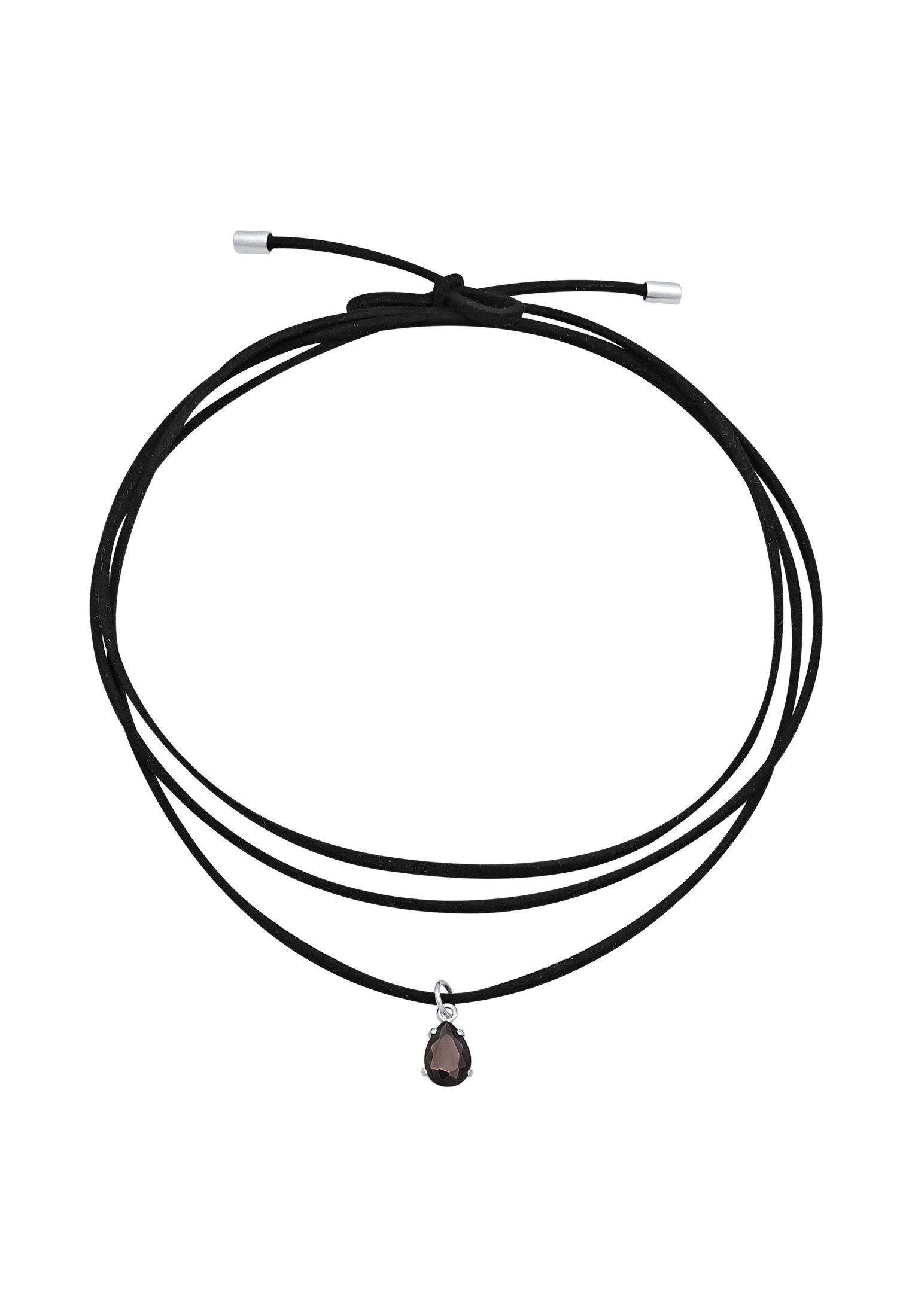 Elli Choker Kunstleder Choker Zirkonia Tropfen Anhänger 925 Silber