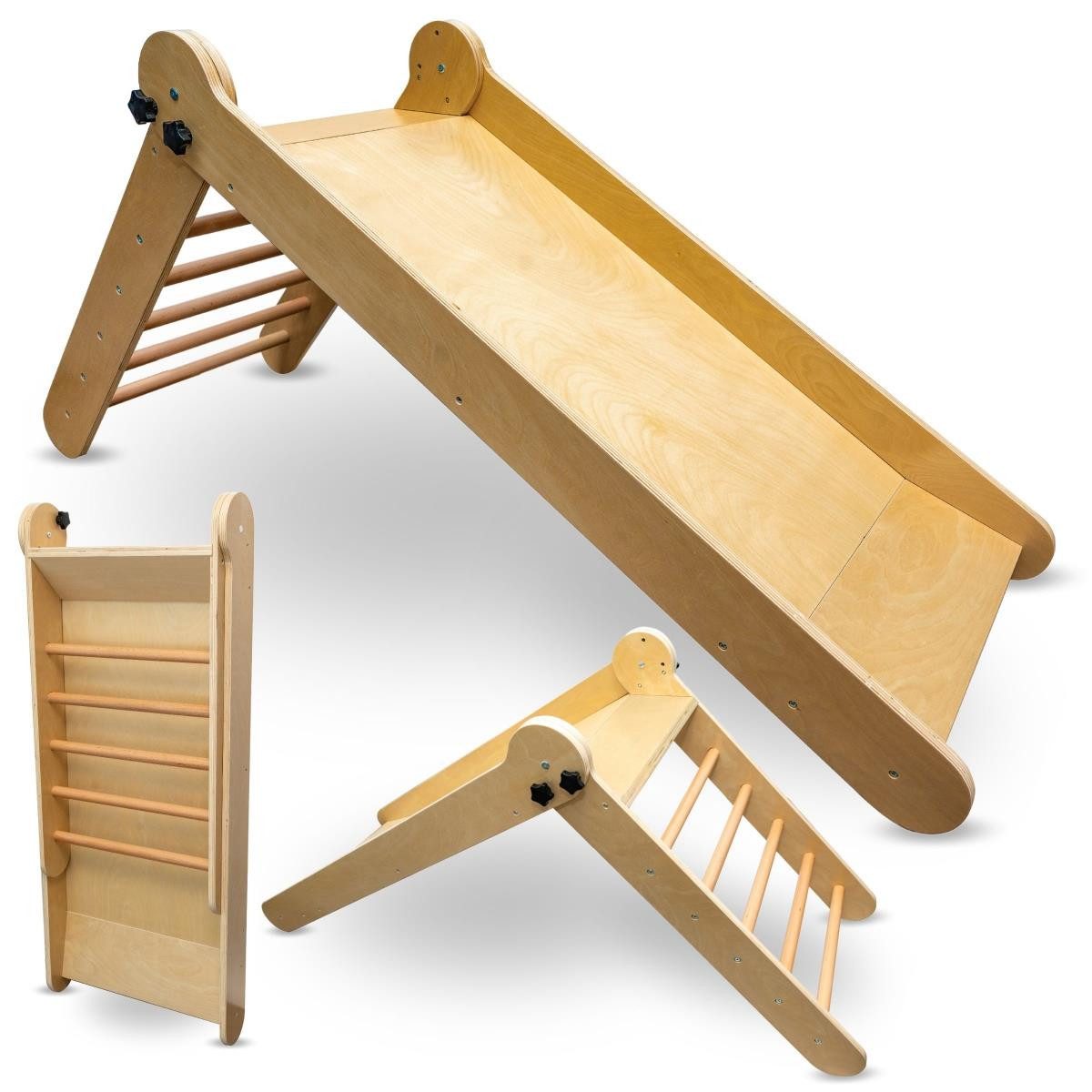 Mamabrum Lernspielzeug Holz-Kinderrutsche mit Leiter für den Innenbereich günstig online kaufen