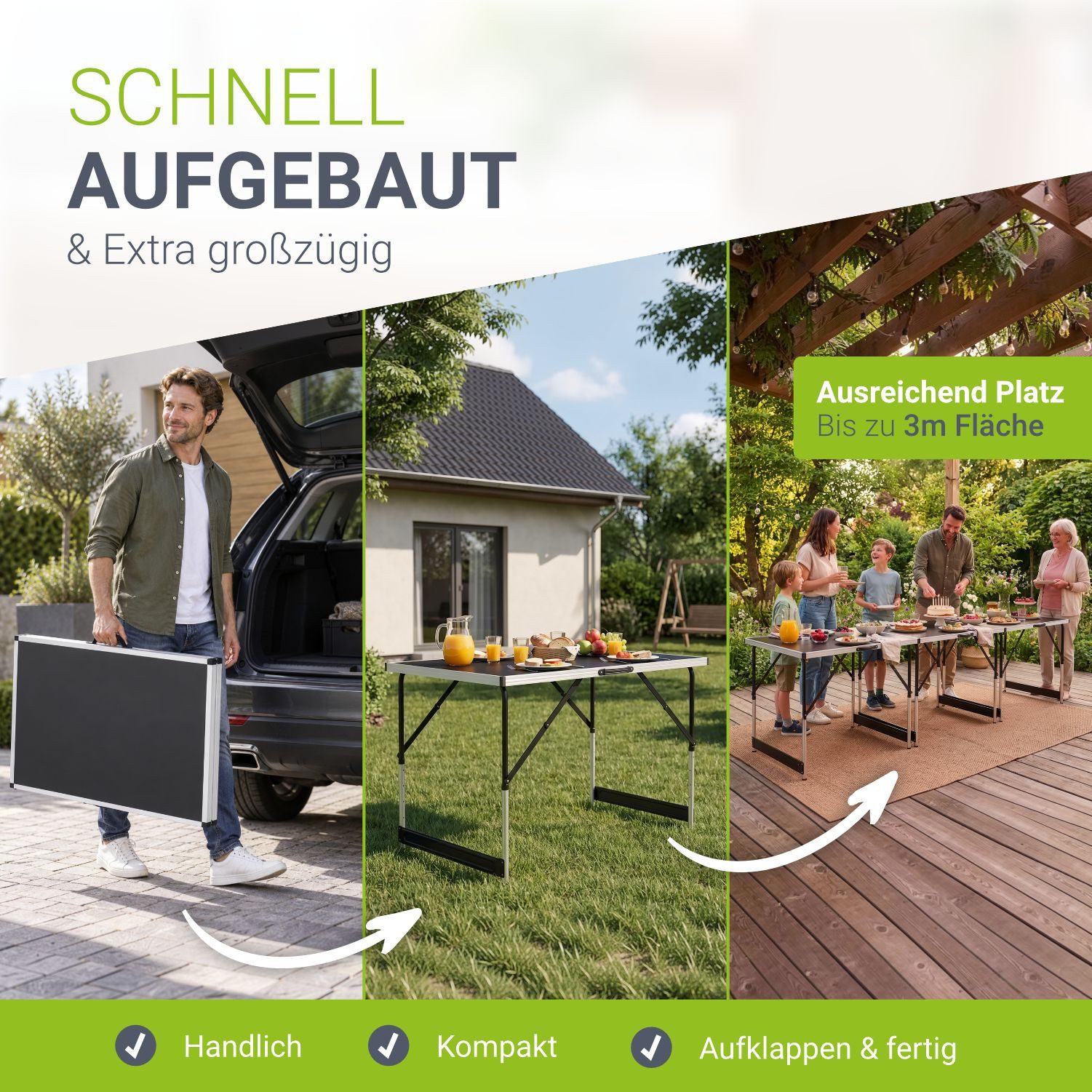 Juskys Tapeziertisch, 100x60x73 cm, 30 kg Tragkraft, platzsparend und standfest – Bild 2 von 5
