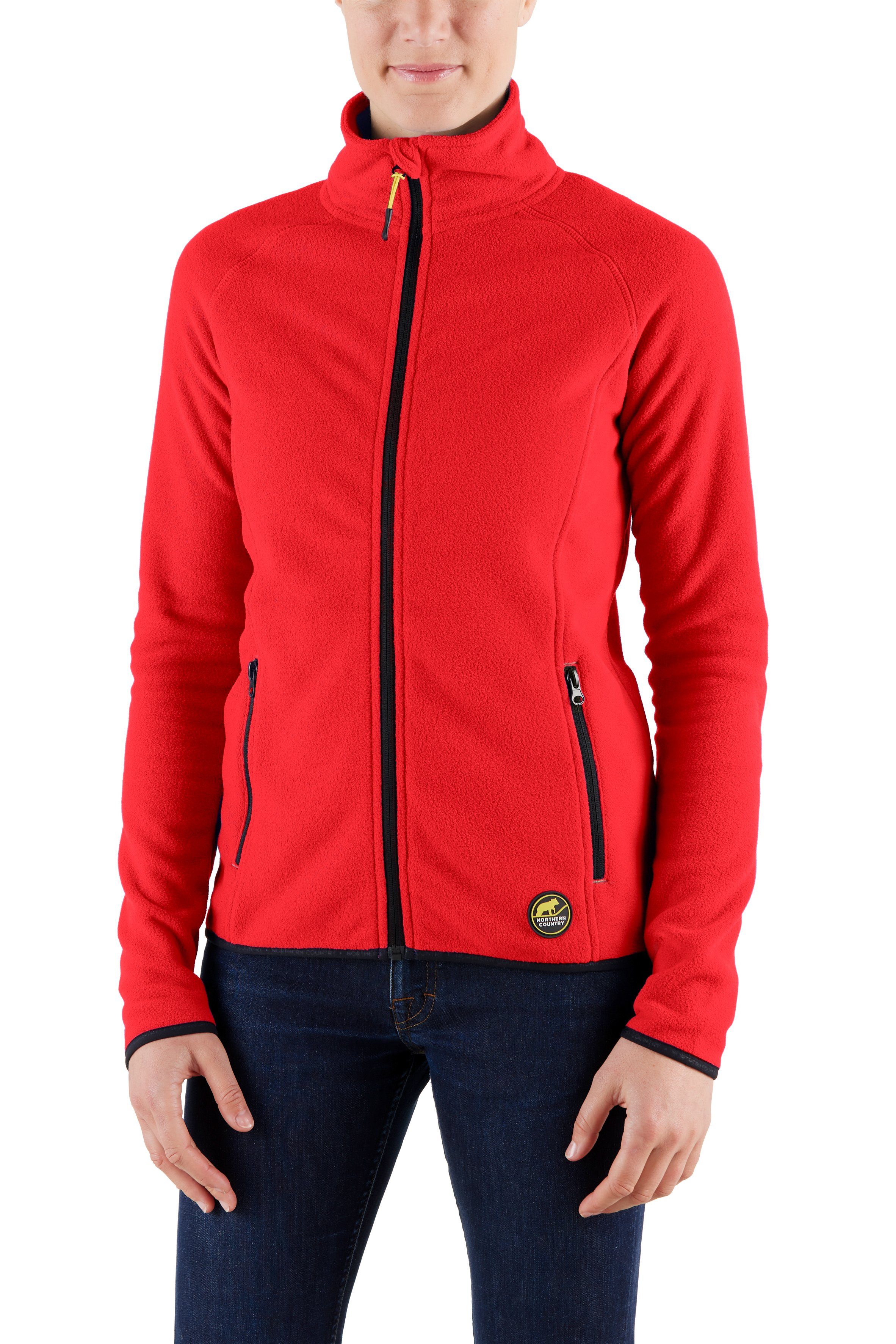 Northern Country Fleecejacke für Damen, Kragen Red mit hohem Fiery