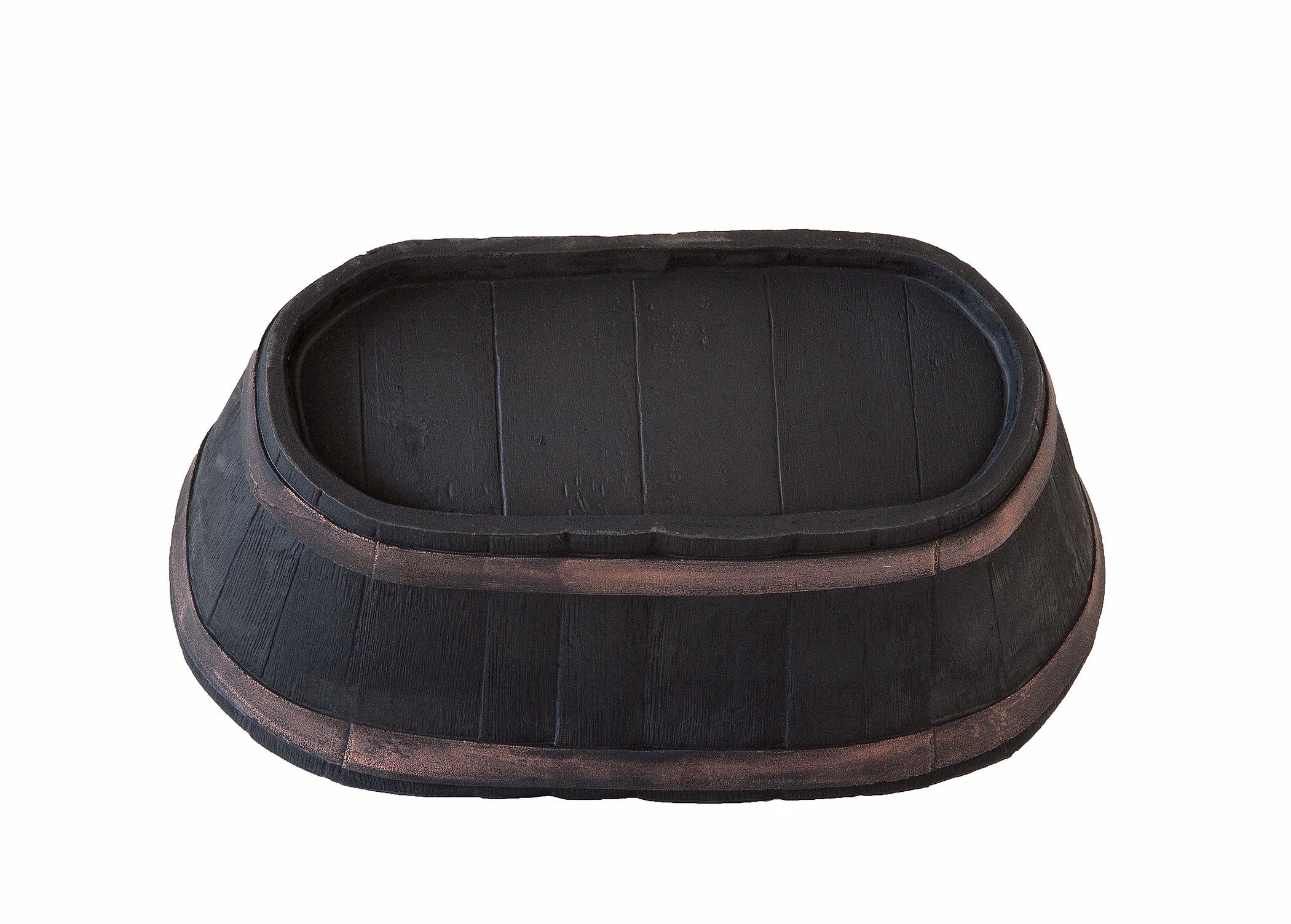 BigDean Pflanzschale Weinfass 61x34x25cm Eichenholz-Optik oval Blumenkasten Gartenteich – Bild 3 von 5