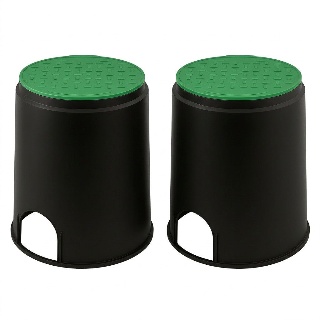 INTERGARDEN Bewässerungsventilbox 2er Set Bodeneinbaudose, 20x23,5cm, Bewässerung Garten, Ventilbox
