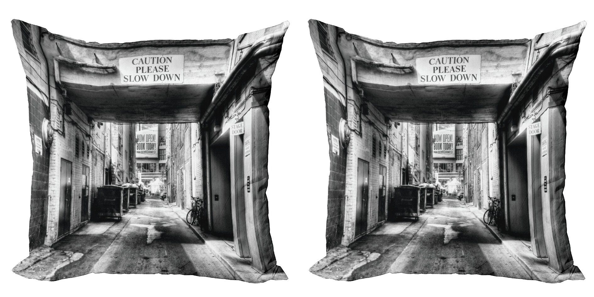 Kissenbezüge Modern Accent District (2 Fashion Digitaldruck, Abakuhaus Stück), Old Urban Doppelseitiger Stadt