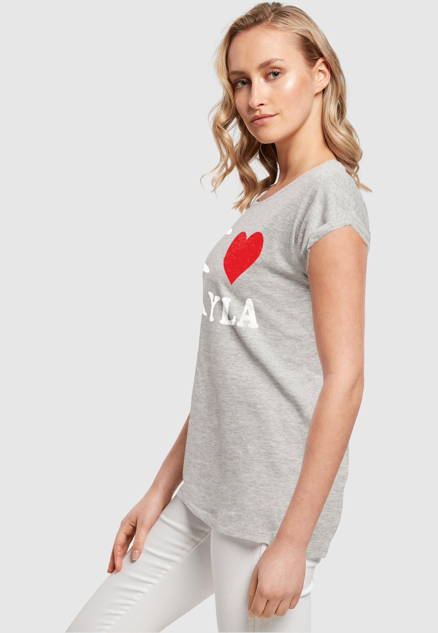 X Merchcode I Damen Ladies T-Shirt heathergrey Love Layla T-Shirt (1-tlg)