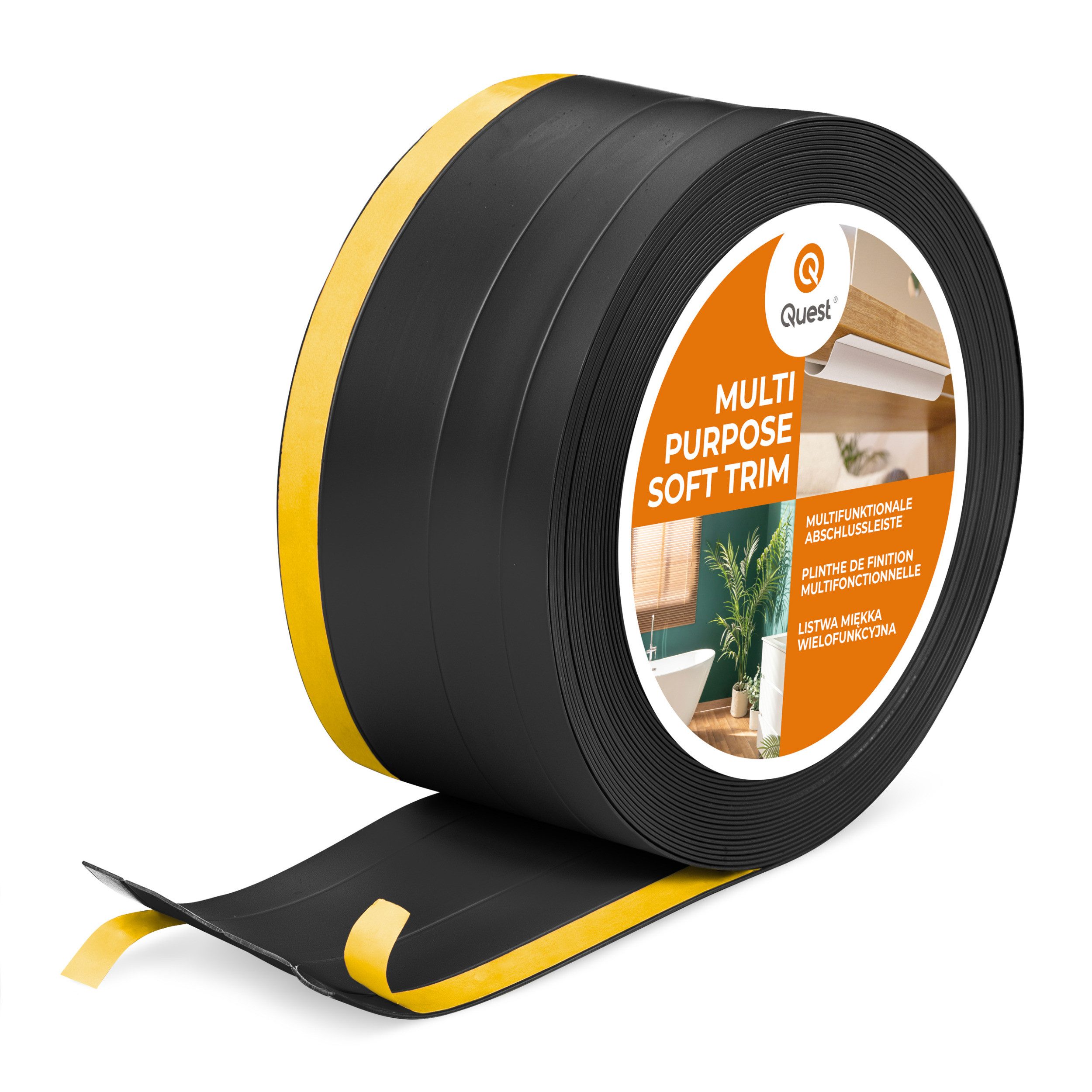 Quest Abschlussleiste Multifunktionsleiste W2 4in1 selbstklebend 120 mm, Selbstklebend, Kunststoff (PVC), 1-St., selbstklebend, 4in1, 120 mm, 5-m-Rolle