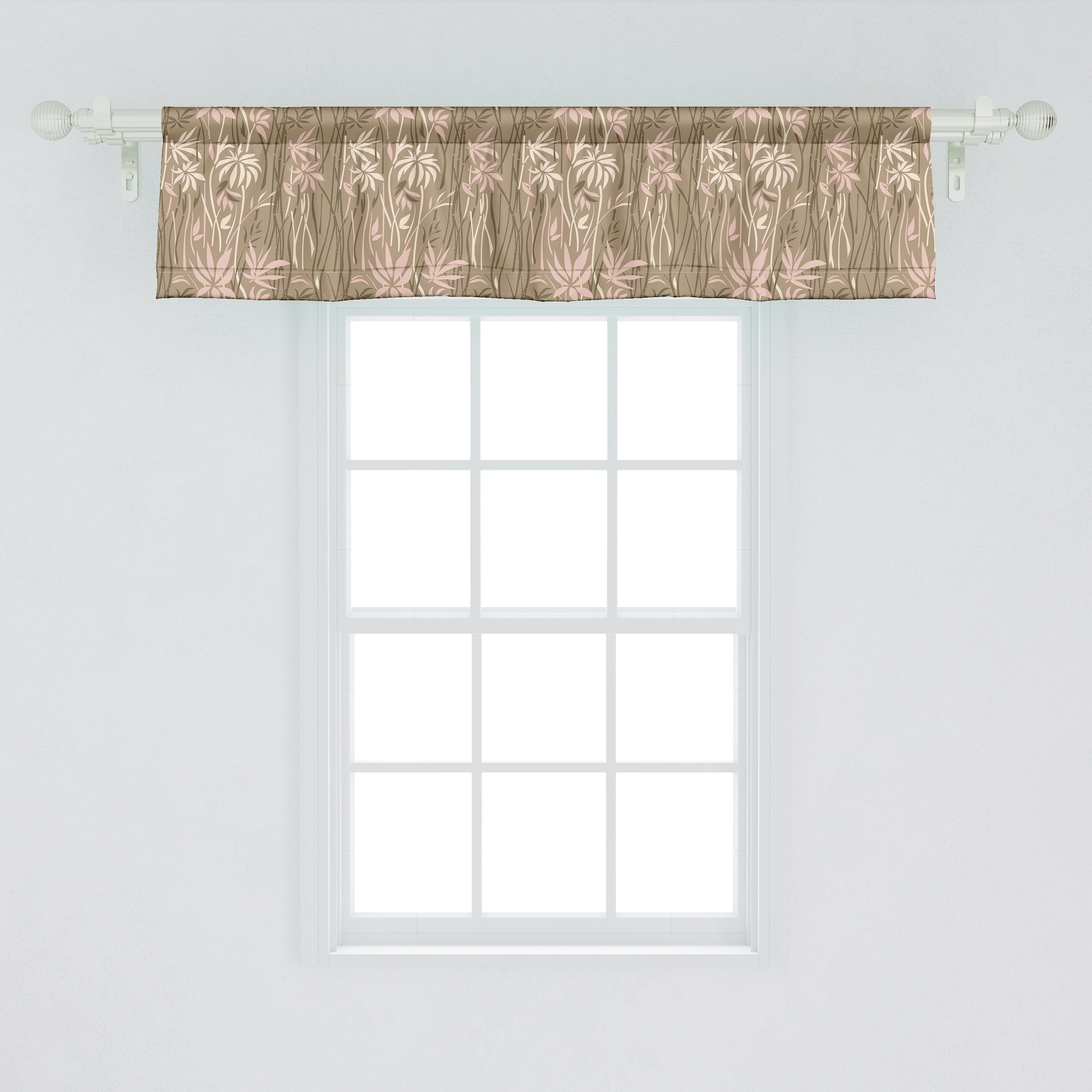 Microfaser, Vorhang Sticks Scheibengardine für Abakuhaus, Tropical mit Küche Stangentasche, Schlafzimmer Bamboo Dekor Botanisch Volant