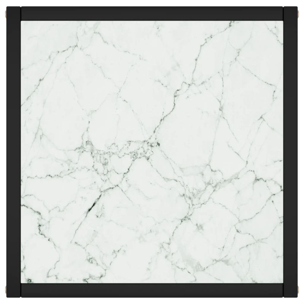 vidaXL Couchtisch Couchtisch Weiß | Weiß Schwarz Marmor-Optik Weißem mit Glas (1-St) 40x40x50 cm