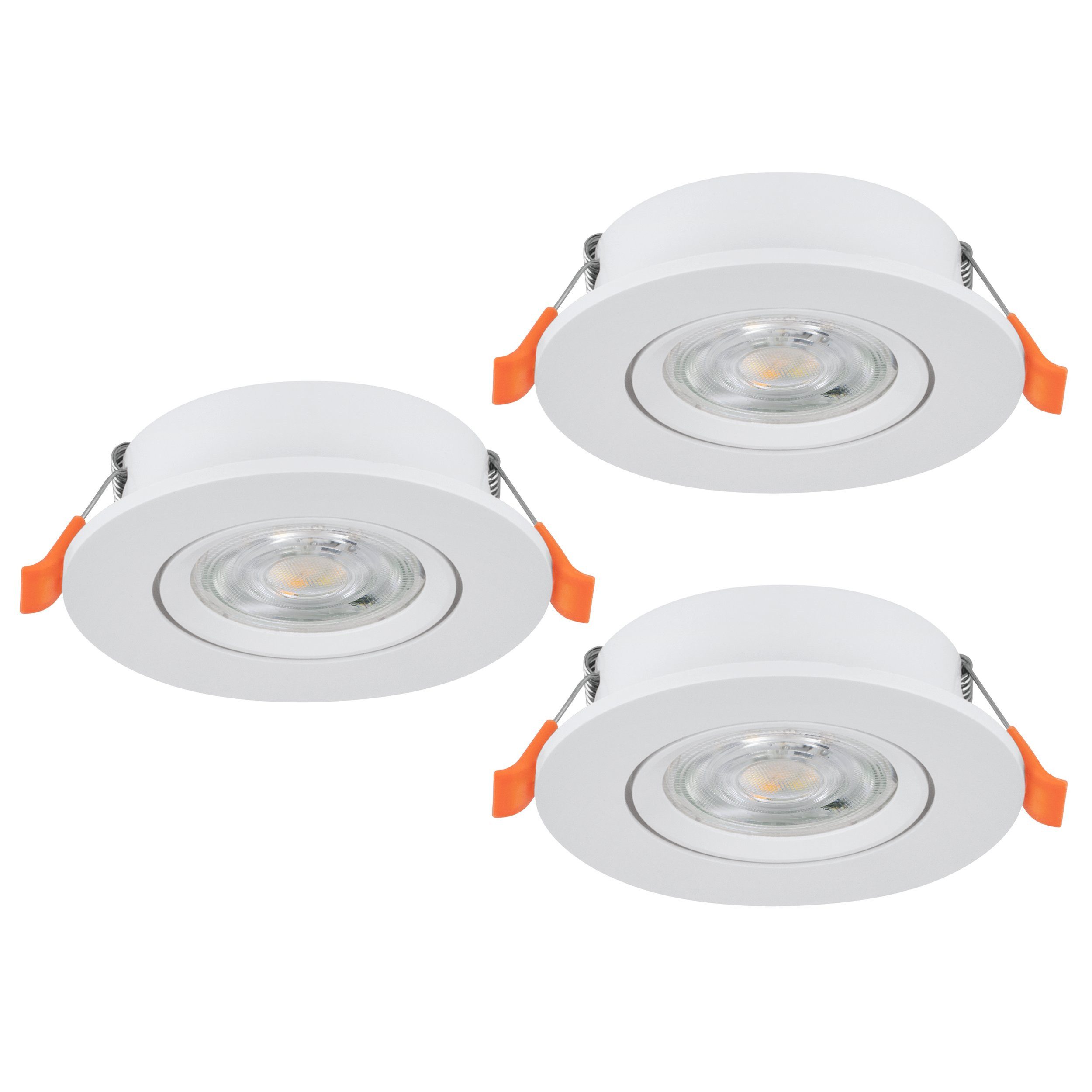 EGLO LED Einbauleuchte Barranco, Leuchtmittel inklusive, 3er Set LED Einbaustrahler, Deckenspots, Deckenstrahler, GU10, ∅ 9 cm