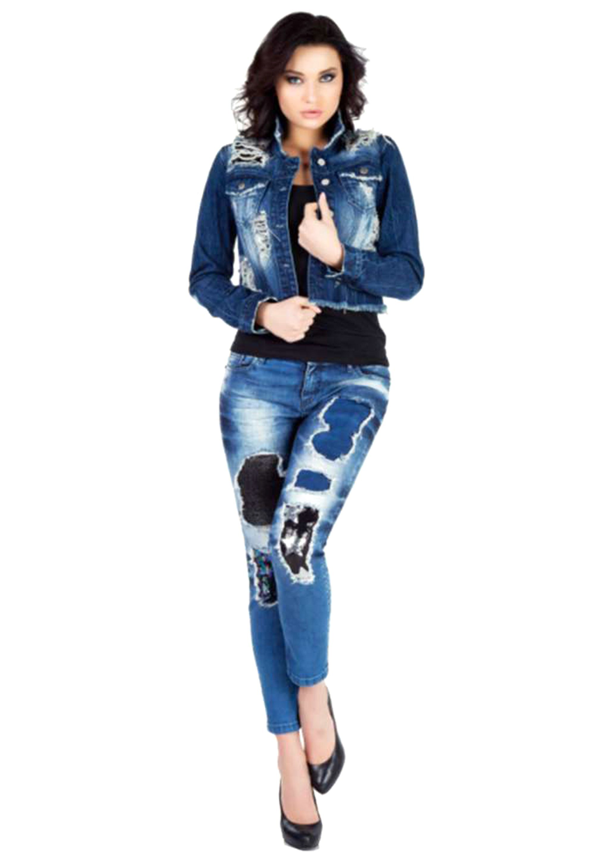 rockigen Baxx Cipo & im Used-Look Jeansjacke