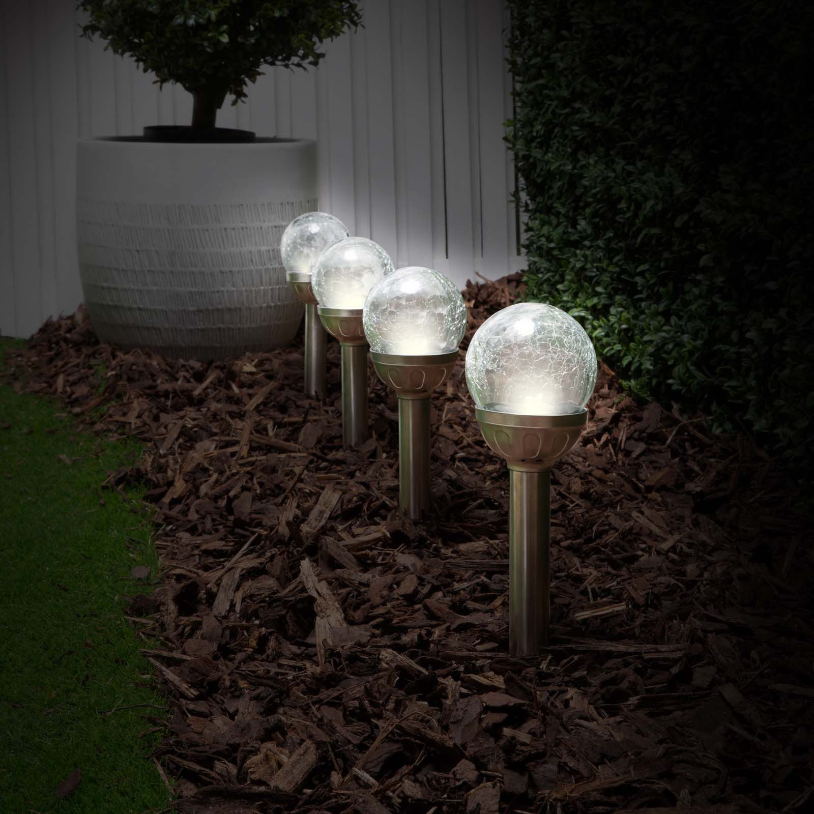 EAXUS LED Solarleuchte 6er Set Solar Gartenleuchte Kugel Leuchte mit Crackle-Licht Solarlampe, LED fest integriert, Farbwechsel, Farbwechsel – Bild 5 von 5