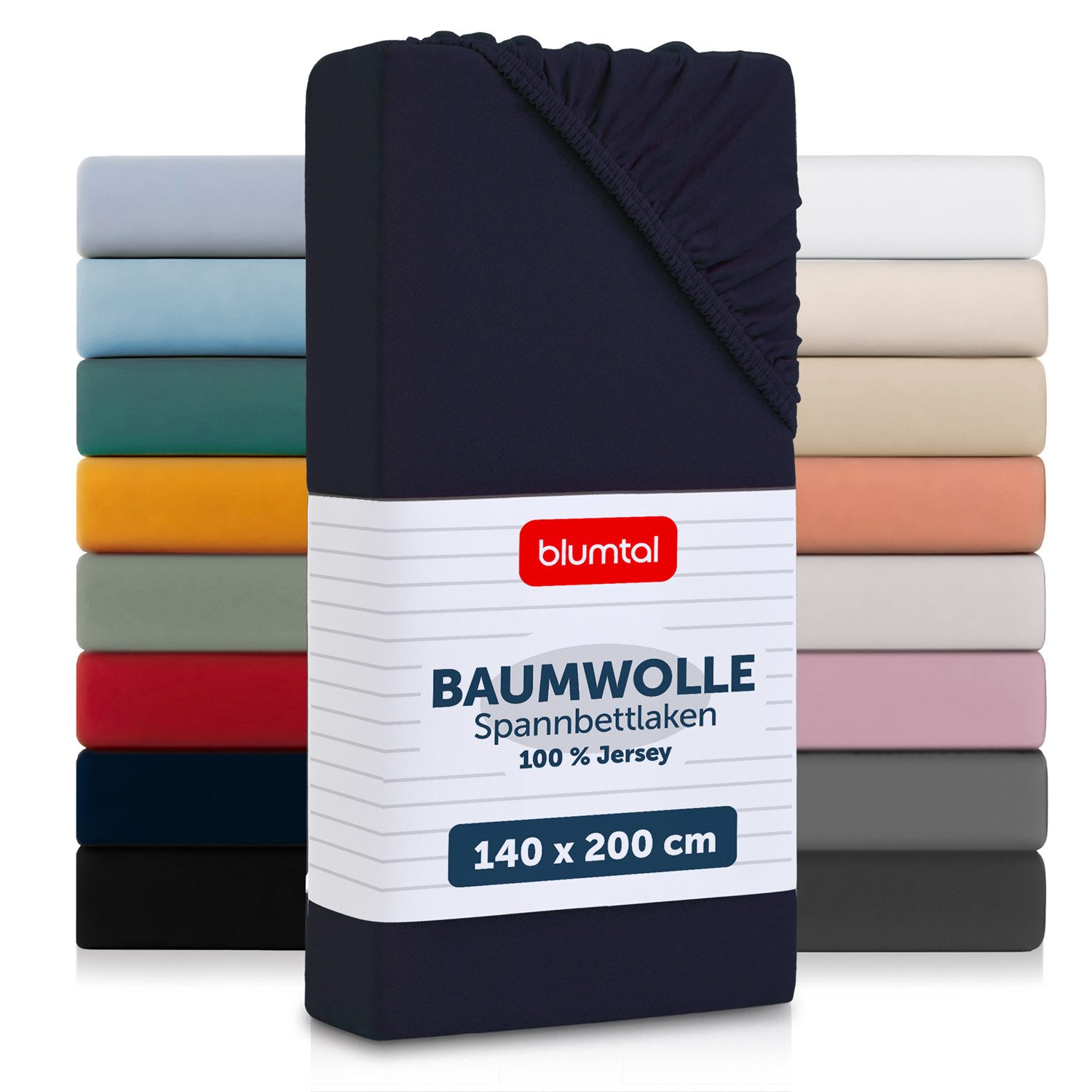 Blumtal Spannbettlaken Blumtal Basics 100% Baumwolle - Jersey, Baumwolle, Gummizug: Rundum, (1 Stück), Jersey Bettlaken - atmungsaktiv, strapazierfähig und faltenfrei