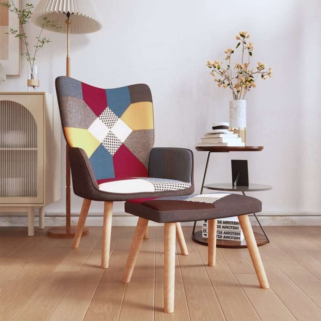 Wohnzimmersessel Mehrfarbig 3 mit Hocker Patchwork-Stoff MILLA tinkaro Sessel