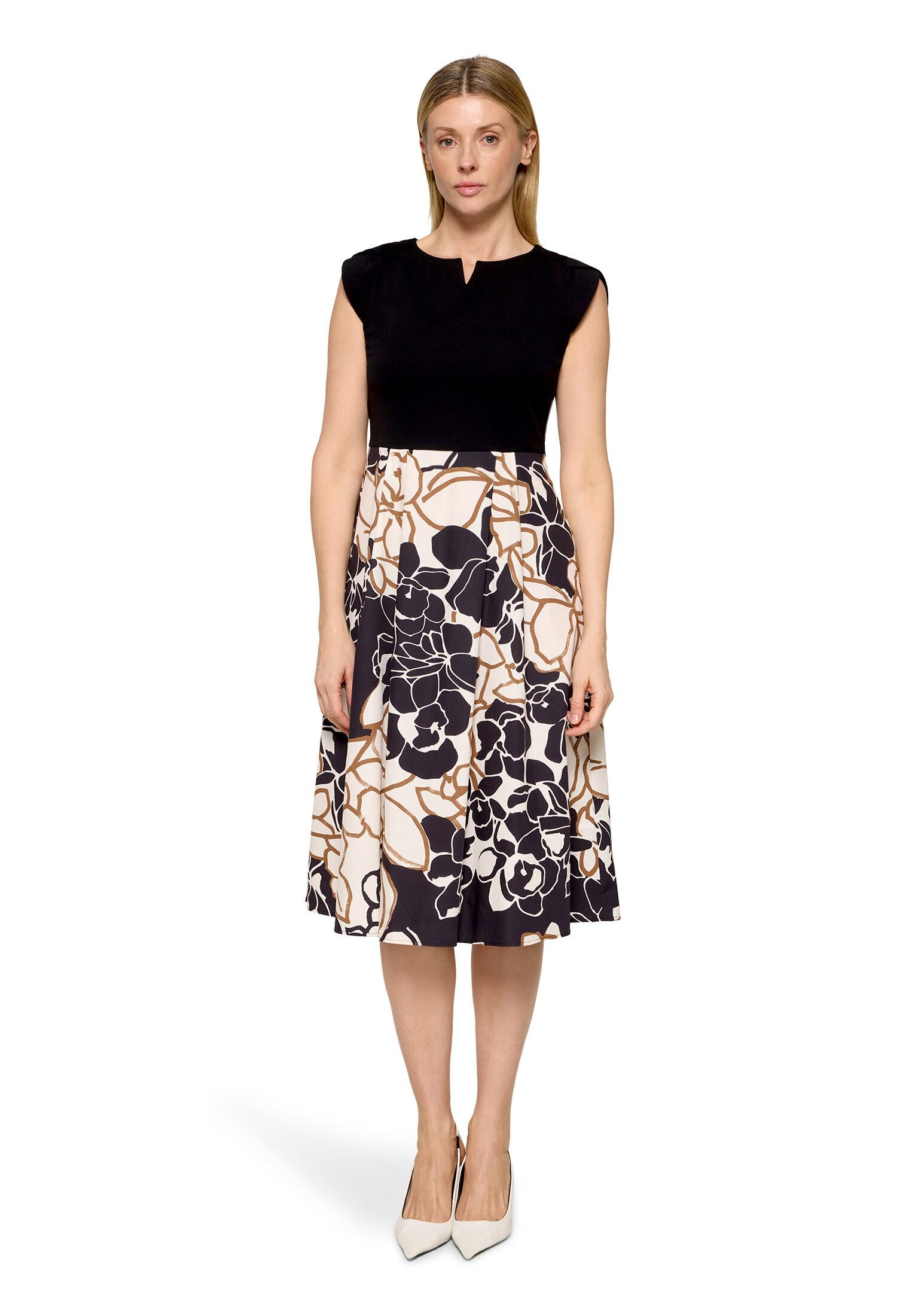 Betty Barclay Etuikleid Materialmix, Damen mit ausgestelltem Rock