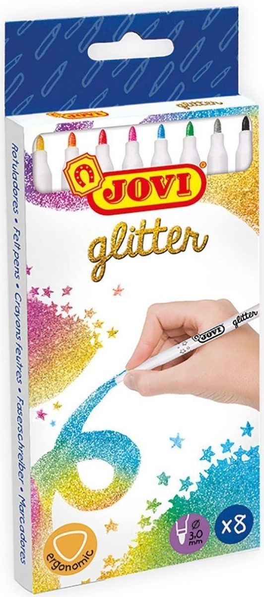 Jovi Filzstift Fasermaler Glitter 1mm VE=8 Stück sortiert