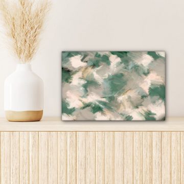 OneMillionCanvasses® Leinwandbild Kunst - Farbe - Grün - Beige - Abstrakt, (1 St), Wandbild Leinwandbilder, Aufhängefertig, Wanddeko, 30x20 cm